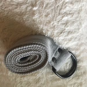 Grey Canvas Web Belt Double D-Ring Buckle
